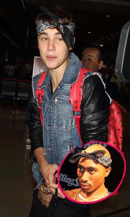 Justin Bieber setzt auf ein Bandana im Tupac-Style Justin Bieber setzt auf ein Bandana im Tupac-Style