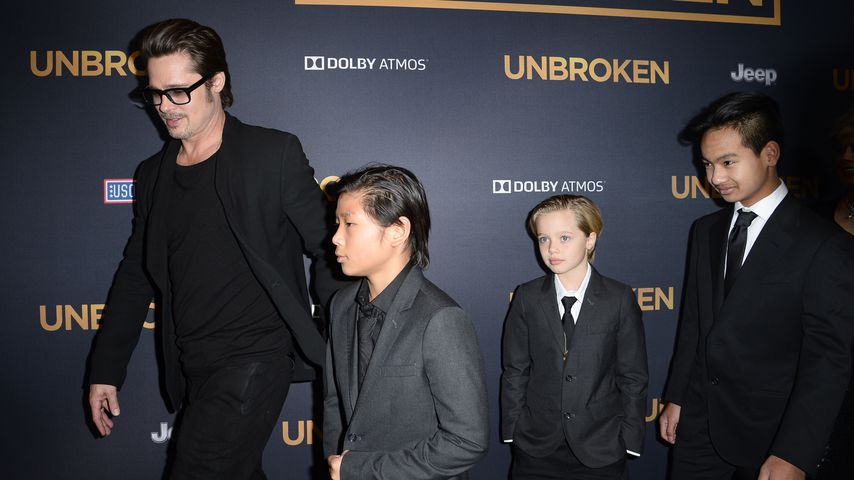 Brad Pitt mit seinen Kindern Pax, Shiloh und Maddox