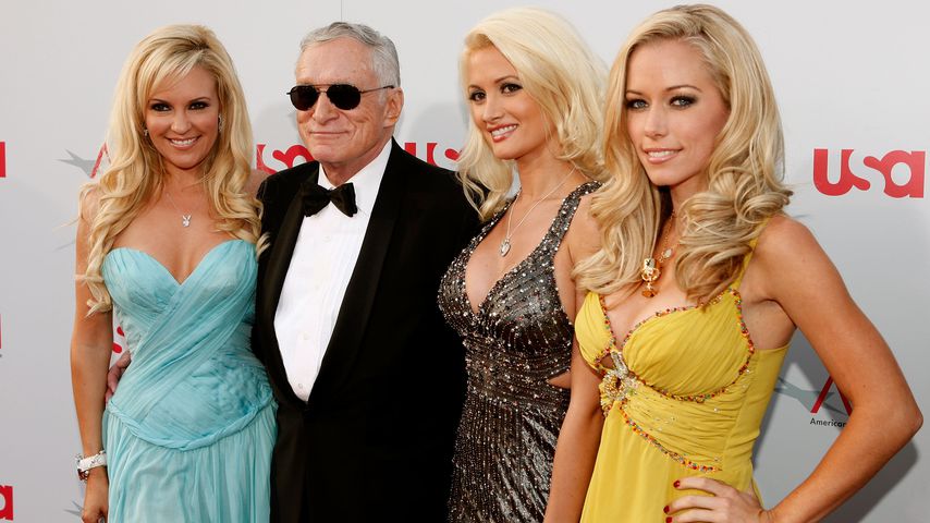 Bridget Marquardt, Hugh Hefner, Holly Madison und Kendra Wilkinson in Hollywood 2008
