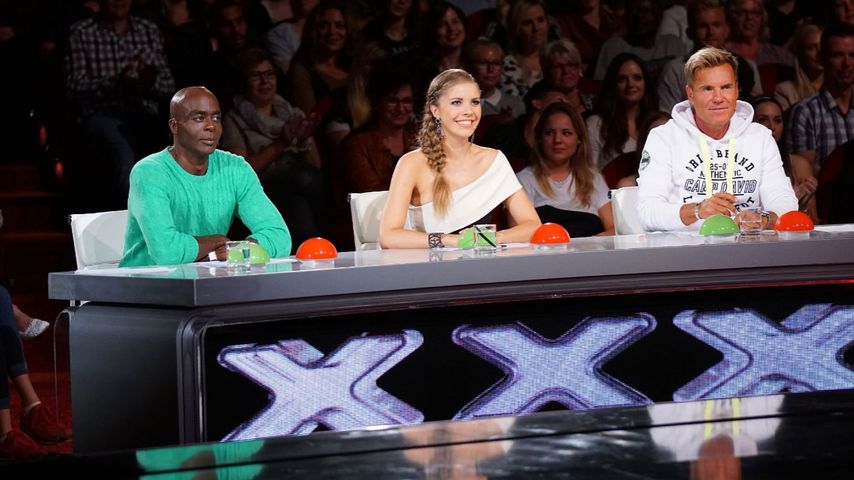Bruce Darnell (l.), Victoria Swarovski und Dieter Bohlen bei "Das Supertalent"