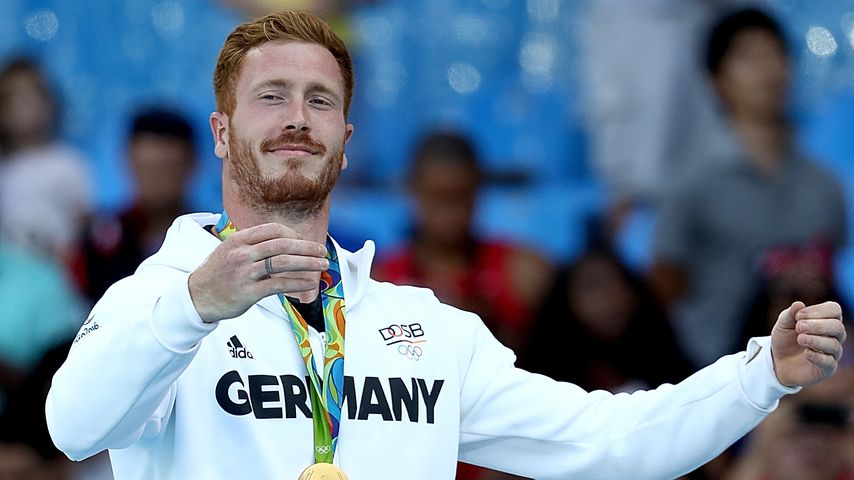 Christoph Harting, Olympia-Gewinner 2016 im Diskurswurf bei der Siegerehrung