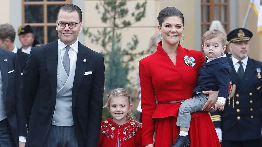 Daniel, Estelle, Victoria und Oscar von Schweden bei der Taufe von Prinz Gabriel von Schweden