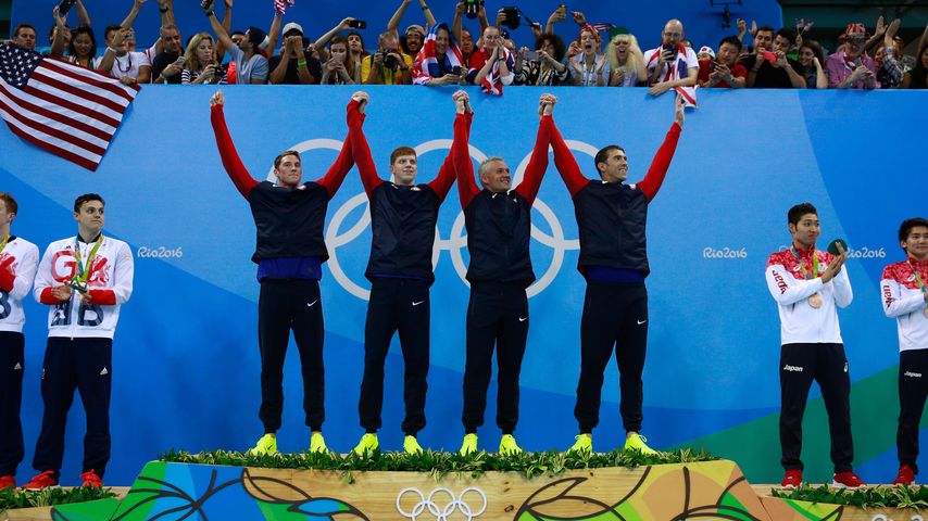 US-Goldstaffel: Townley Haas, Conor Dwyer, Ryan Lochte, Michael Phelps