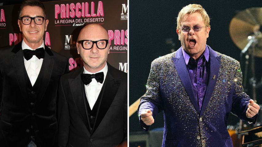 Stefano Gabbana und Domenico Dolce und Elton John