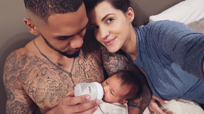 Dominic und Sarah Harrison mit ihrem Baby Mia Rose
