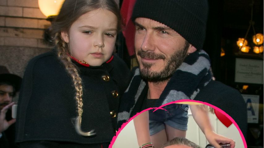 Supersüß: Harper Seven macht Daddy David Beckham hübsch!