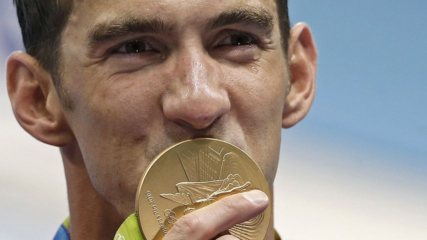 Michael Phelps bei der Olympia-Siegerehrung