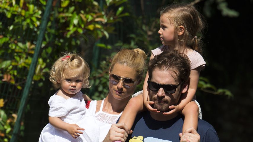 Michelle Hunziker und Tomaso Trussardi mit ihren Töchtern Sole und Celeste in Bergamo