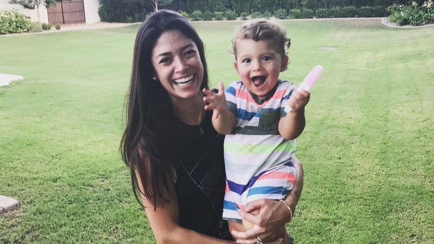 Nicole, die Frau von Michael Phelps, mit ihrem Sohn Boomer