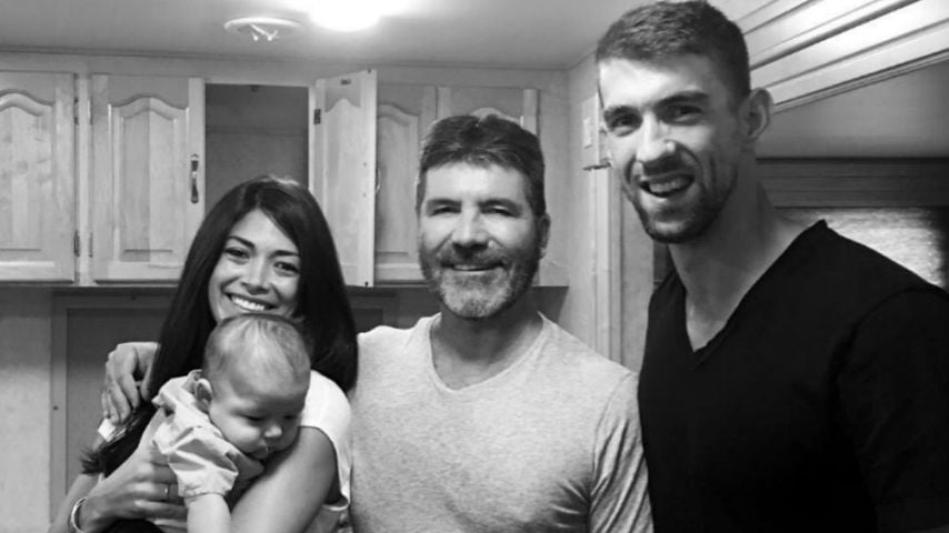 Nicole Johnson mit Boomer, Simon Cowell und Michael Phelps