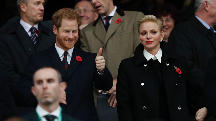 Prinz Harry und Fürstin Charlène von Monaco beim Rugbyspiel in London