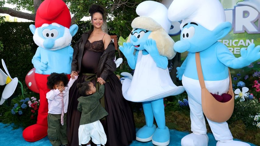 Rihanna mit ihren Söhnen Riot Rose und RZA Athelston, Juli 2025