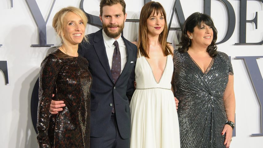 Dakota Johnson, Jamie Dornan, E. L. James und Sam Taylor-Wood