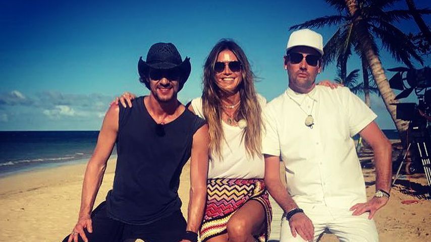 Thomas Hayo, Heidi Klum und Michael Michalsky bei den GNTM-Dreharbeiten