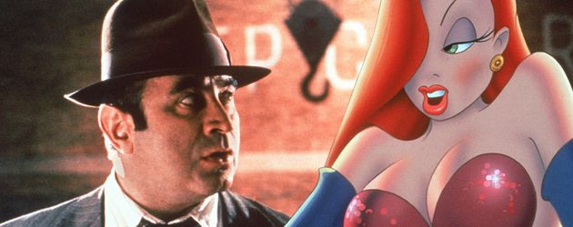 Bob Hoskins mit Cartoon-Jessica Rabbit Bob Hoskins mit Cartoon-Jessica Rabbit
