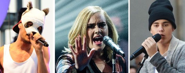 Justin Bieber, Adele Adkins und Cro Justin Bieber, Adele Adkins und Cro