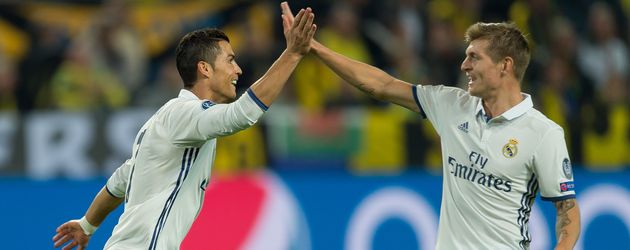 Real-Kicker Cristiano Ronaldo und Toni Kroos Real-Kicker Cristiano Ronaldo und Toni Kroos