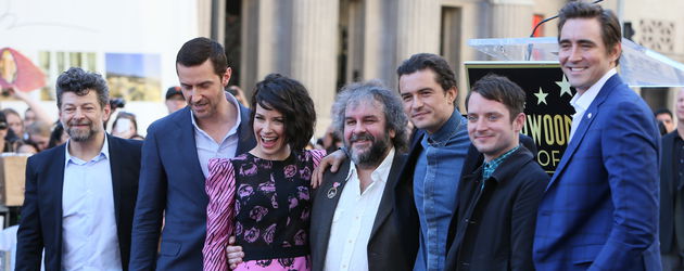 Orlando Bloom, Evangeline Lilly, Andy Serkis, Peter Jackson und Elijah Wood Orlando Bloom, Evangeline Lilly, Andy Serkis, Peter Jackson und Elijah Wood