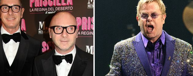 Stefano Gabbana und Domenico Dolce und Elton John Stefano Gabbana und Domenico Dolce und Elton John