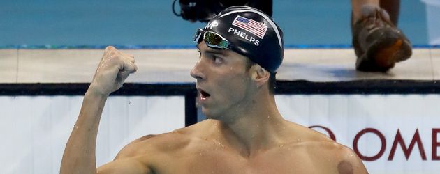 Michael Phelps nach einem Schwimm-Wettkampf bei Olympia 2016 Michael Phelps nach einem Schwimm-Wettkampf bei Olympia 2016