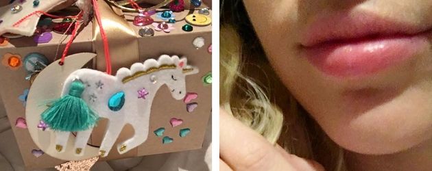 Miley Cyrus mit Geschenk von Liam Hemsworth Miley Cyrus mit Geschenk von Liam Hemsworth