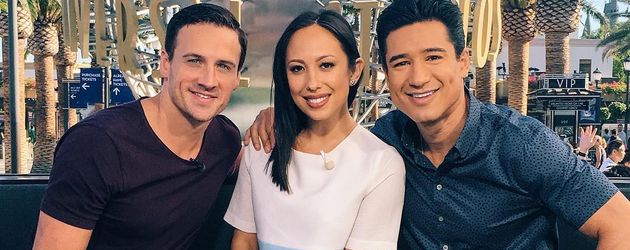 Ryan Lochte mit Cheryl Burke und Mario Lopez bei einem TV-Event Ryan Lochte mit Cheryl Burke und Mario Lopez bei einem TV-Event