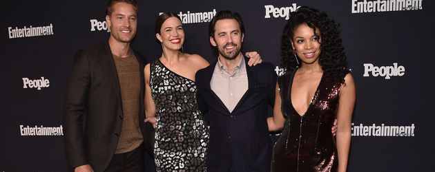 Justin Hartley, Mandy Moore, Milo Ventimiglia und Susan Kelechi Watson (v.l.) in New York Justin Hartley, Mandy Moore, Milo Ventimiglia und Susan Kelechi Watson (v.l.) in New York