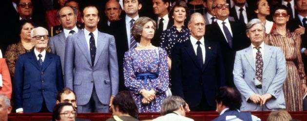 Helmut Schmidt, Fußball-WM, Königin Sofia und König Juan Carlos Helmut Schmidt, Fußball-WM, Königin Sofia und König Juan Carlos